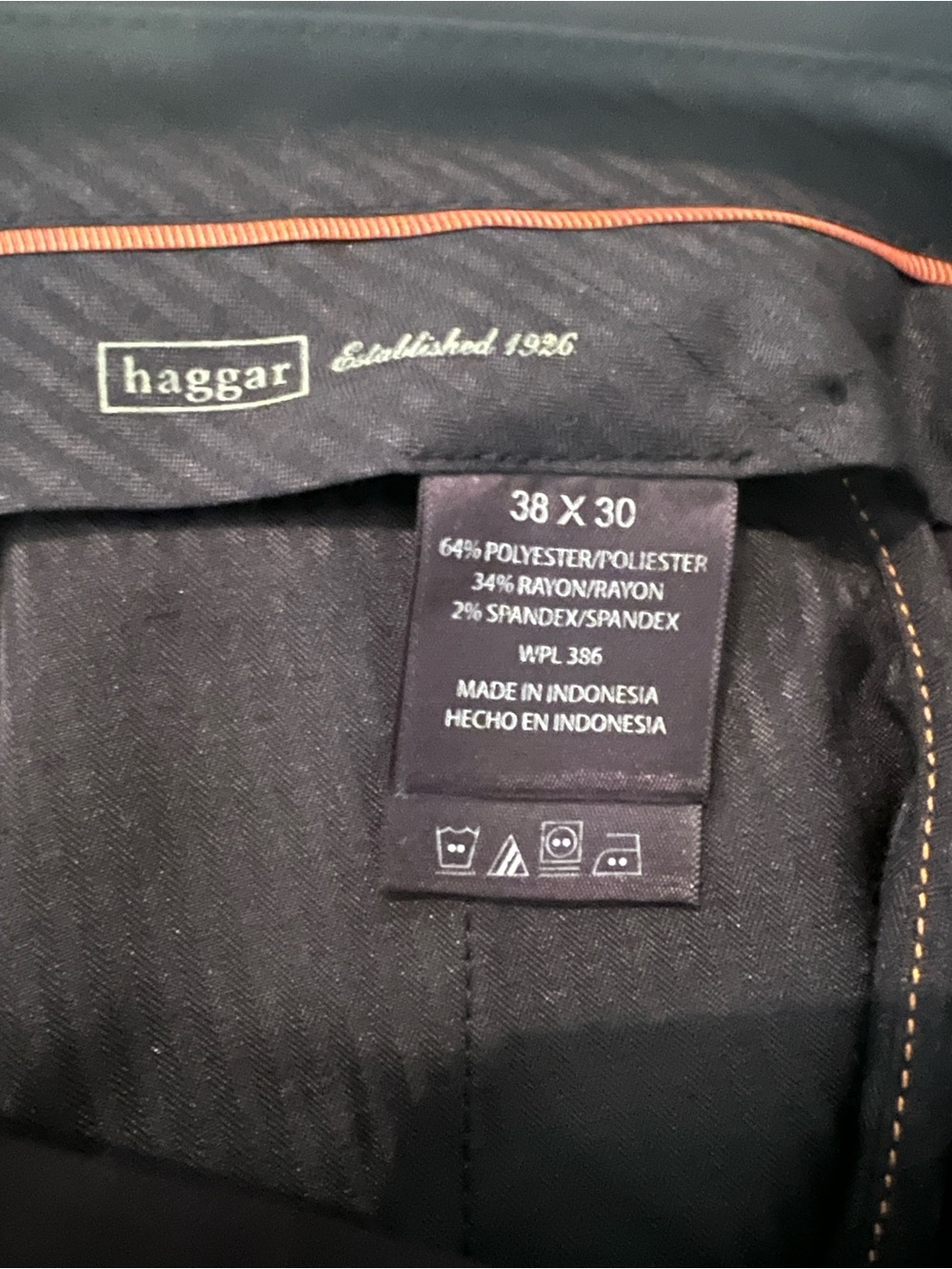 Haggar Men’s Black Dress Pants with Orange Trim